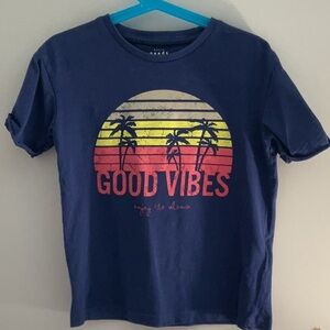 Blue Retro Graphic Short Sleeve Tee